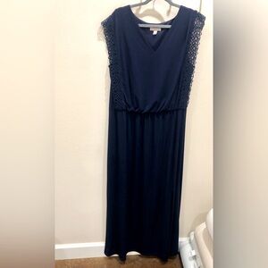 Cato Blue Maxi Sleeveless V-Neck Dress